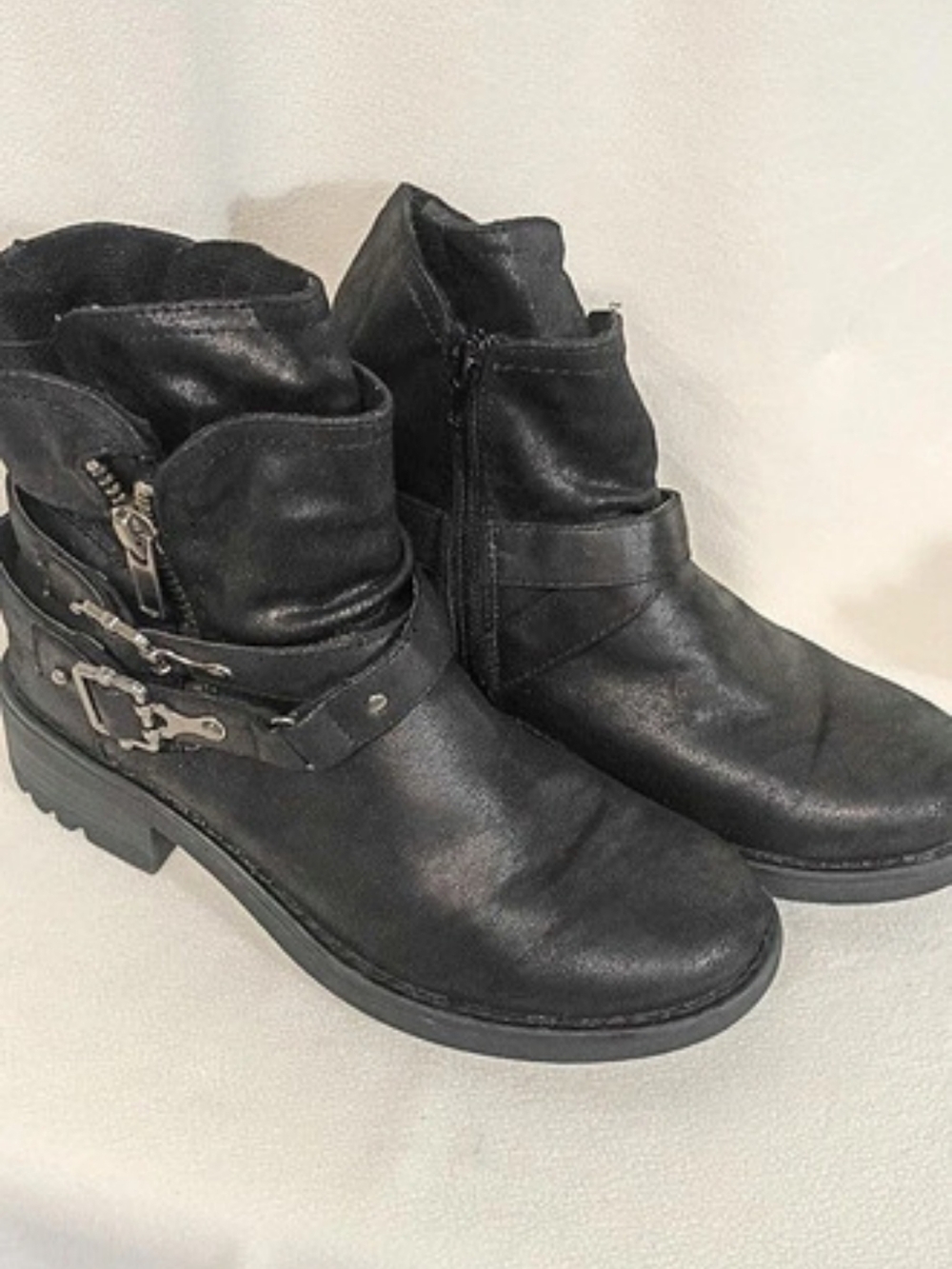 Carlos by Carlos Santana Black Moto Ankle Boots Size 7.5